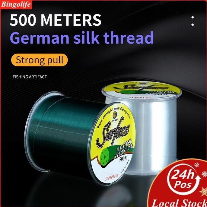 Bingolife Jerman Senar Pancing Nilon 500m Kuat Anti Keriting Senar Pancing Laut Olahraga Alat