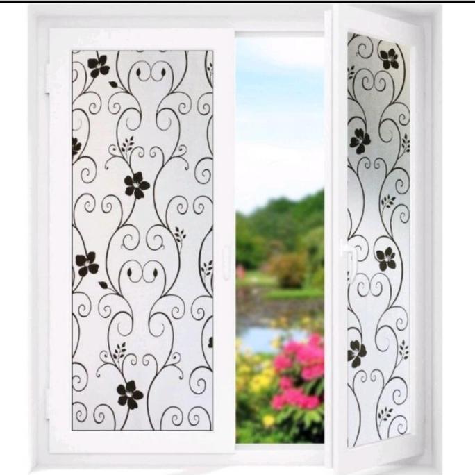 Stiker Kaca Jendela Sandblast 1 Roll Panjang 4 Meter Motif Bambu PVC Plastik Kertas Sticker