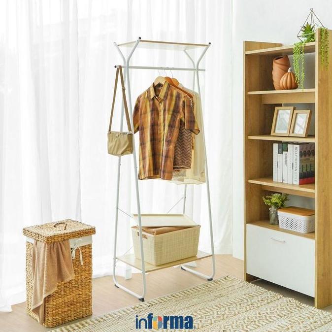 Informa Gantungan Pakaian Dengan Rak 2 Tingkat 179 cm Standing Hanger Jemuran Baju Rak Tempat Gantun