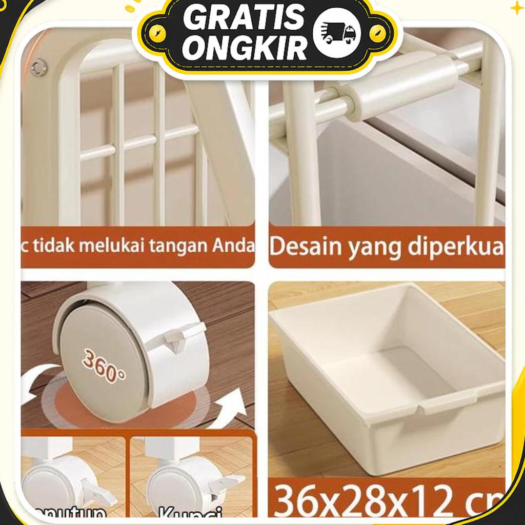 Rak Buku Susun Serbaguna Tempat Rak Buku Anak Rak Portable Roda Rak Mainan Rak Roda Toy Storage