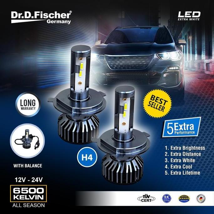 LED H4 40W 12V - 24V Dr.D.Fischer / Lampu Utama Mobil / Lampu LED terlaris