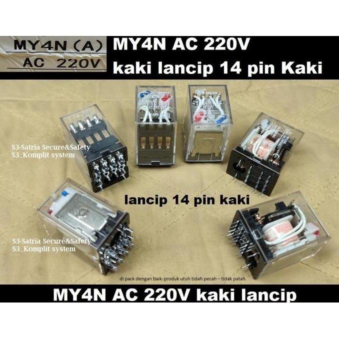 Relay My4N Ac 220V Kaki Lancip 14 Pin Ac220V 220Vac 14Pin 220 Vac 14P Terbaru