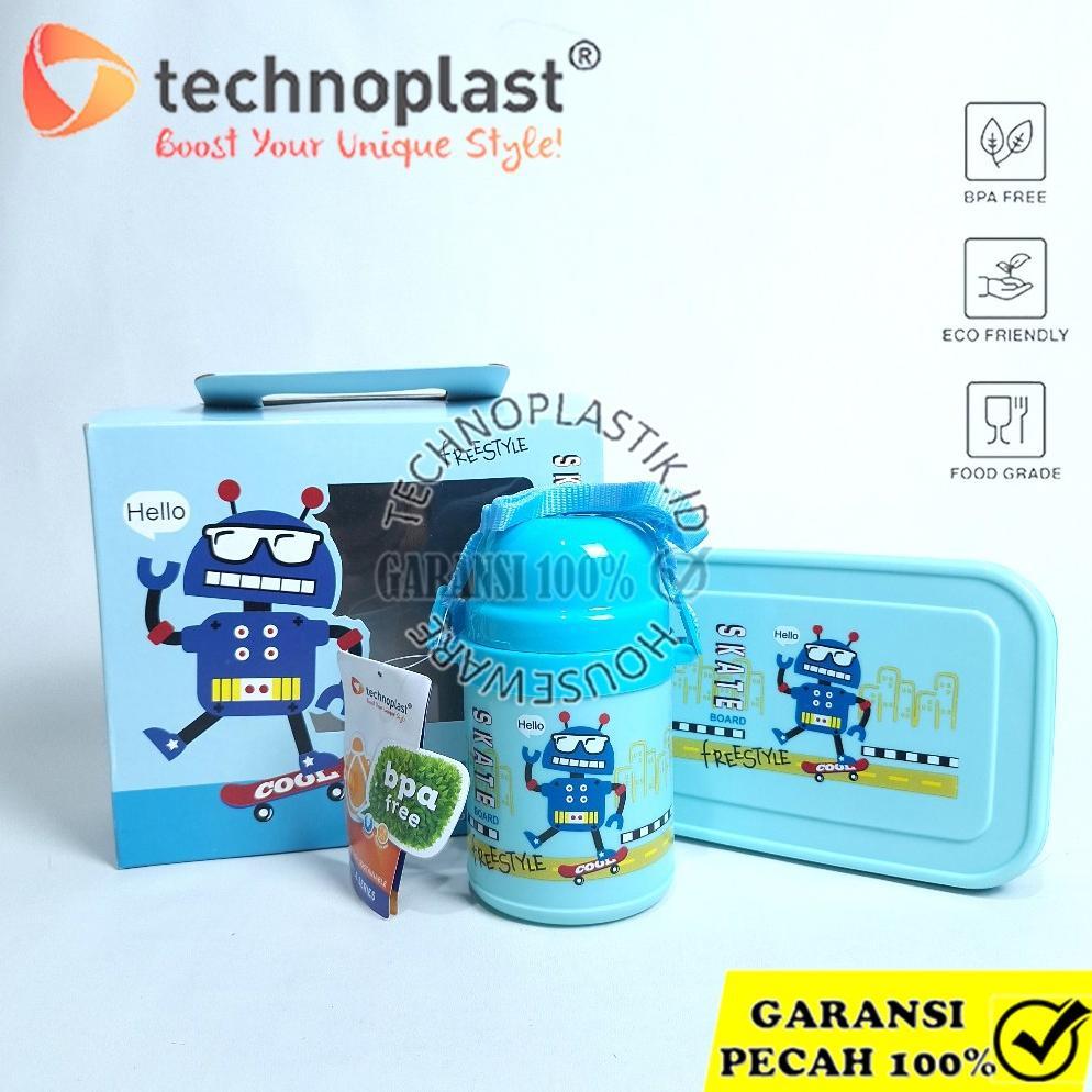 Terlaris Technoplast Paket Gift Set School Robot Circus Lunch Box & Botol Air