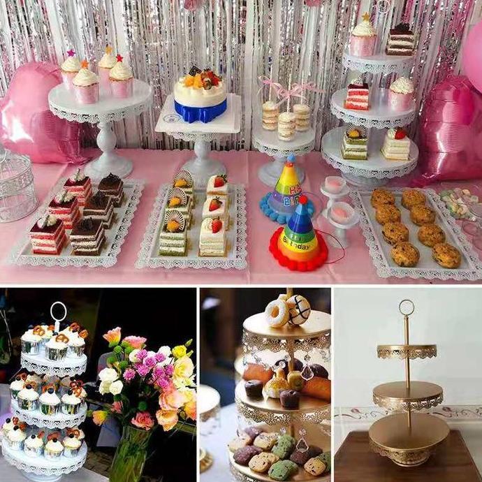 BEBAS ONGKIR - Fontain Cake Tray 3 Susun Tier Cupcake Rak Susun Kue Roti Cake 3 Tray