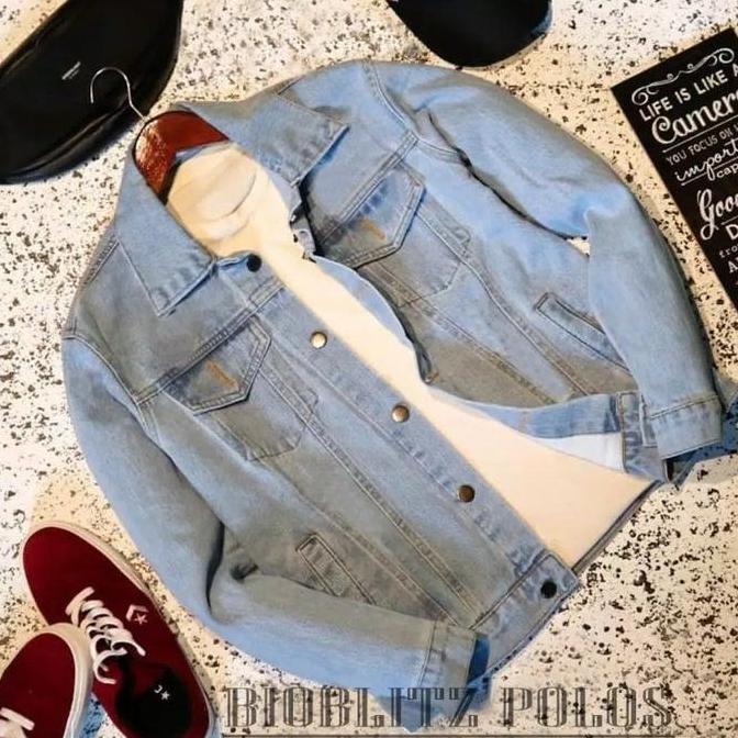 Anata- Jaket Jeans Pria Nita Jaket Denim Cowok Sandsh Pudar M Xxl Slimfit Tebal Kancing Kulit Formal
