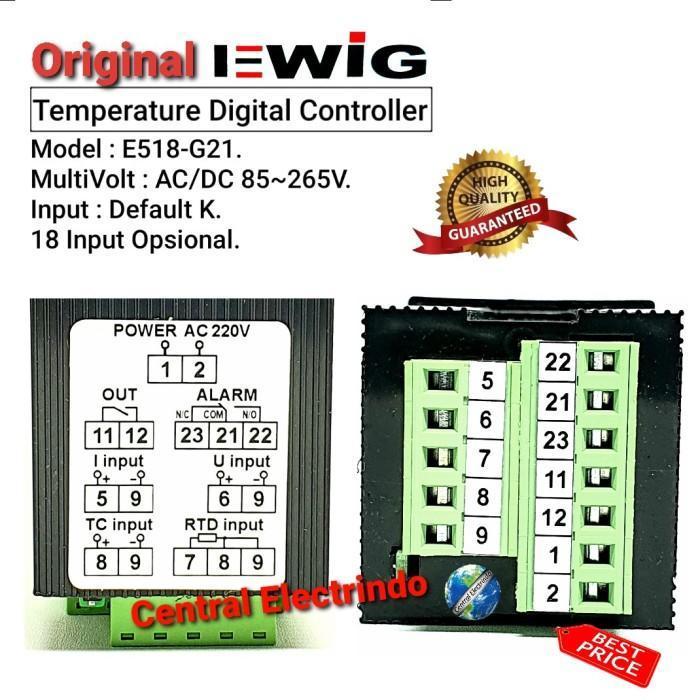 TEMPERATURE CONTROLLER/THERMO CONTROL EWIG E508-G 48X48. AC/DC 85~265V. ORIGINAL DAN TERPERCAYA