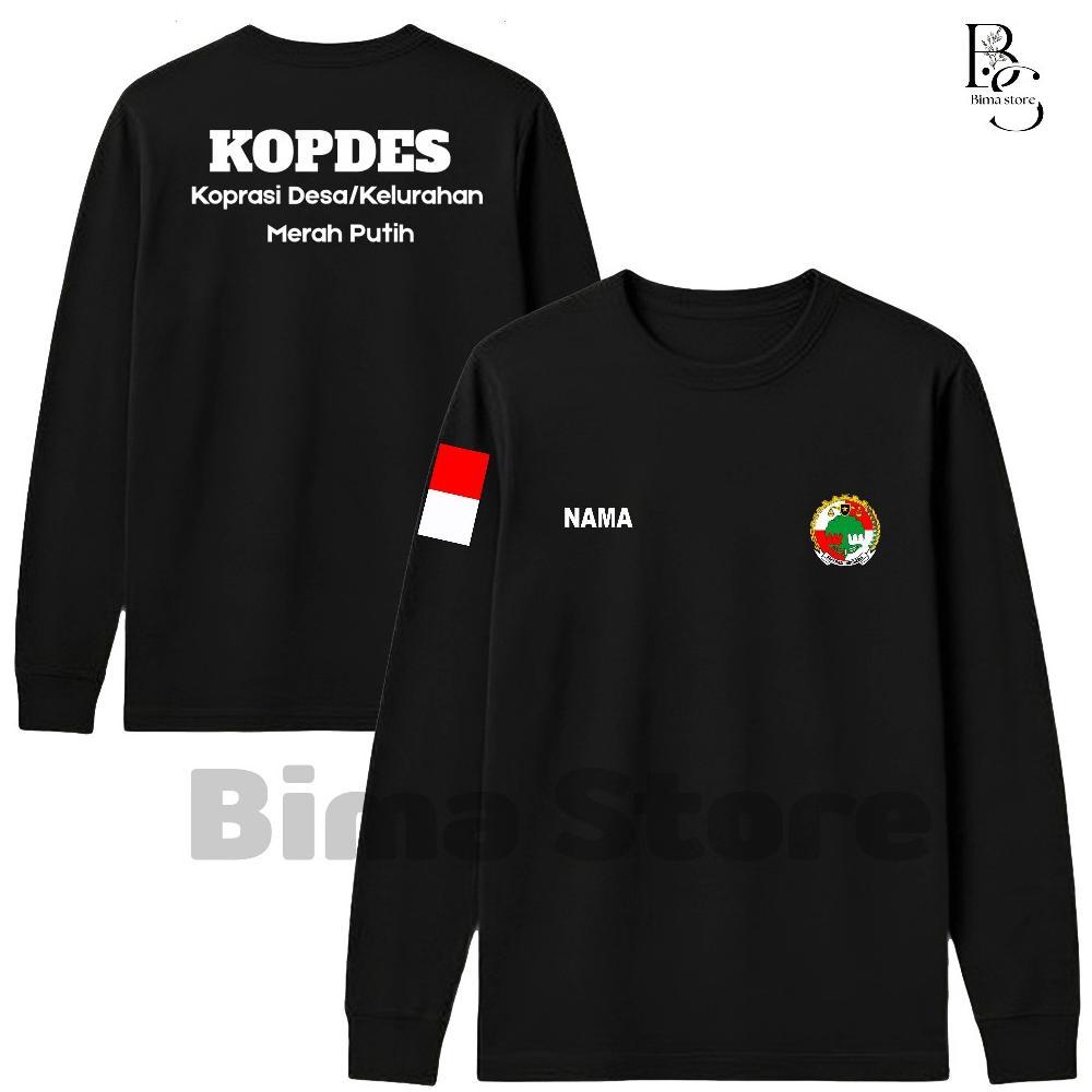 Free Ongkir Kaos Baju Kopdes Koperasi Desa/Lurah Merah Putih - Catton 24S Lengan Pajang Sablon Dtf U