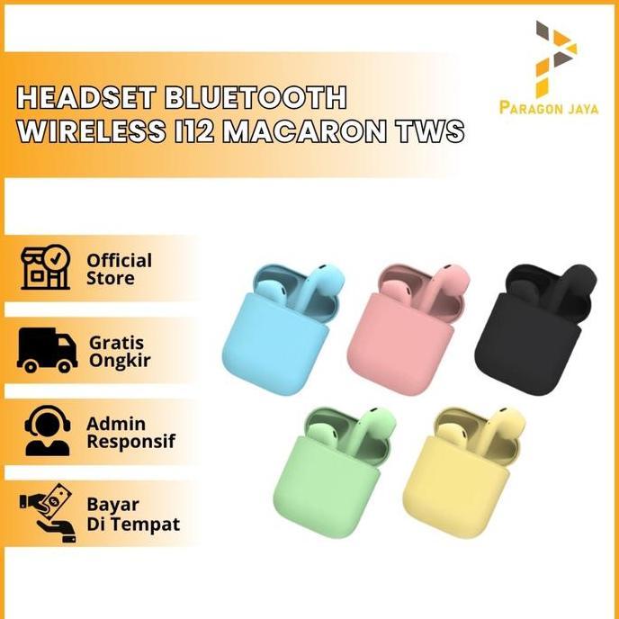 Headset Bluetooth Wireless I12 macaron TWS