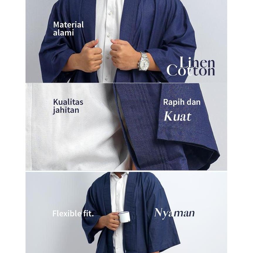 Sale Outer Pria Kimono Noragi Navy Jaket Kimono Kalva Basic Series | Gaya Jepang Kekinian