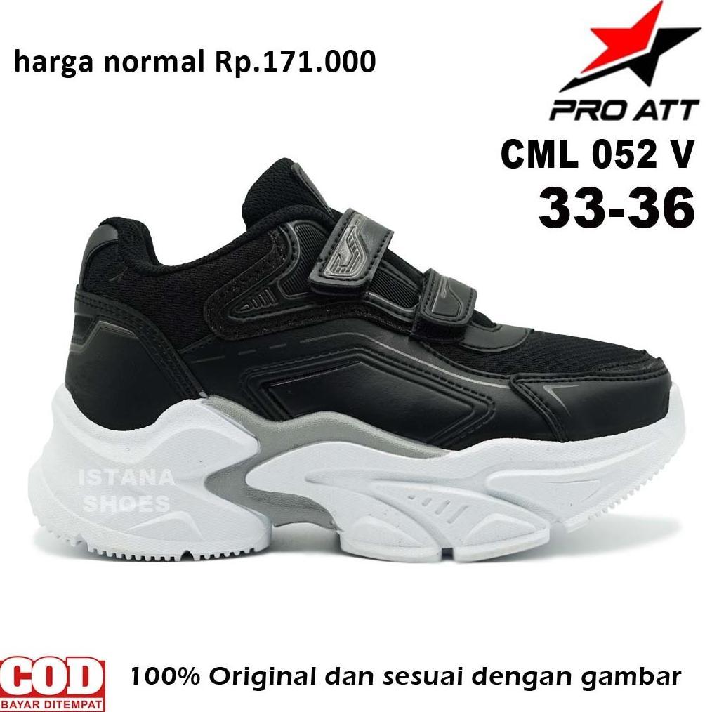 Best Seller Sepatu Sekolah Anak Perempuan Pro Att Cml 052 Hitam Putih Perekat Sd Sneakers