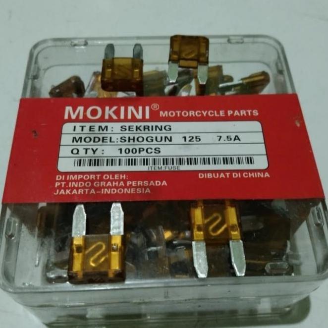 100 Pcs Sekring Tancap Kecil,Mini 7,5 Ampere Untuk Motor /Mobil