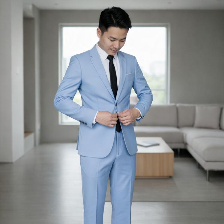 Best Seller Blazer Jas Pria Warna Biru Muda Elegan | Setelan Cyan Event Slimfit Modern