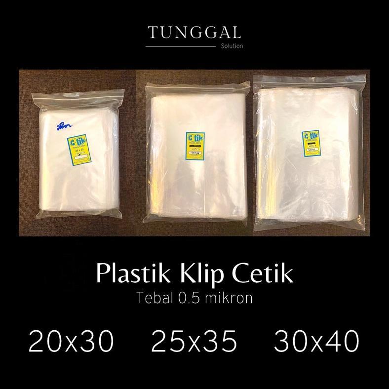SANYACOLLECTS 100 LEMBAR - PLASTIK KLIP CETIK, TEBAL 0.5 MIKRON. PLASTIK BAJU LAUNDRY, PLASTIK KAIN,