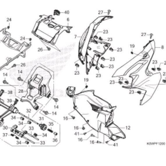 64502-K0W-NA0ZF Cover Body Depan Kiri (Merah Glosy) ADV 160 Original