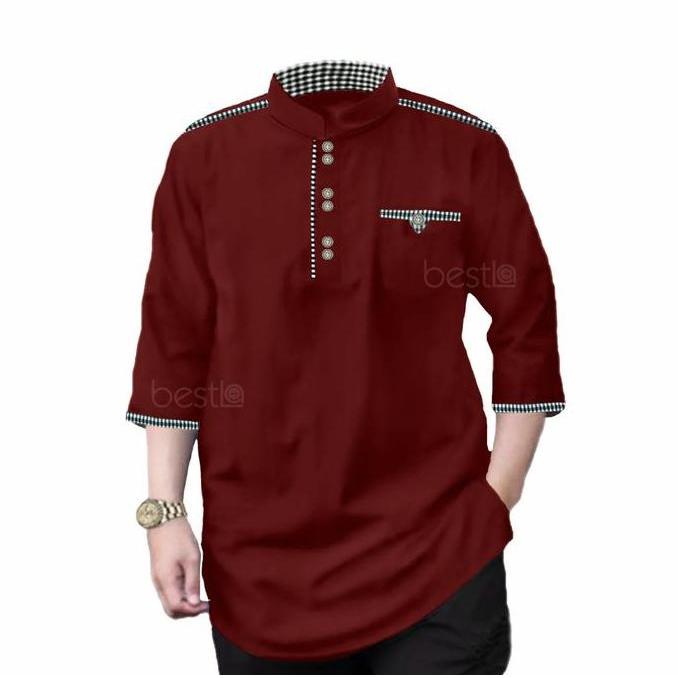 NEW KURTA TOJIRO Baju Koko Qurta Pria Muslim Dewasa Lengan 3/4 Katun Toyobo Kombinasi M L XL XXL XXX