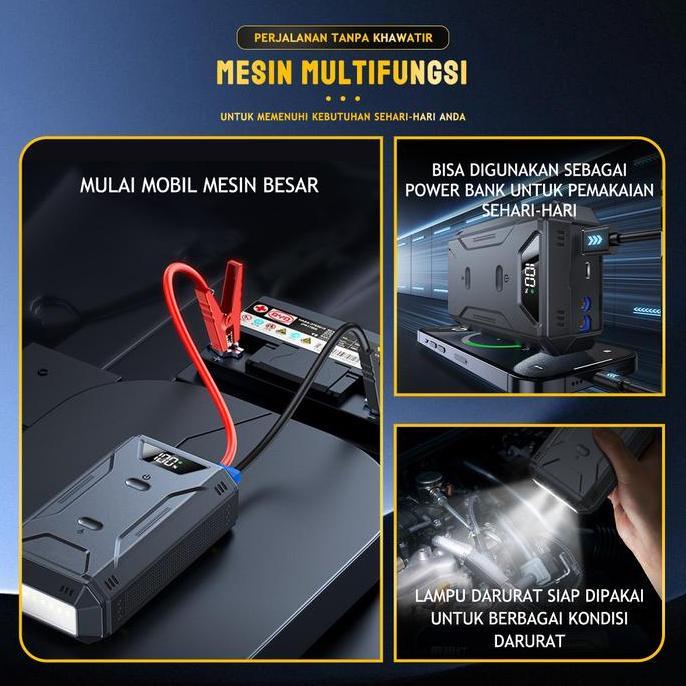 Grosir Jumper Aki Mobil Dan Motor 12V 6000Mah Dengan Power Bank Dan Led Lampu Penerangan
