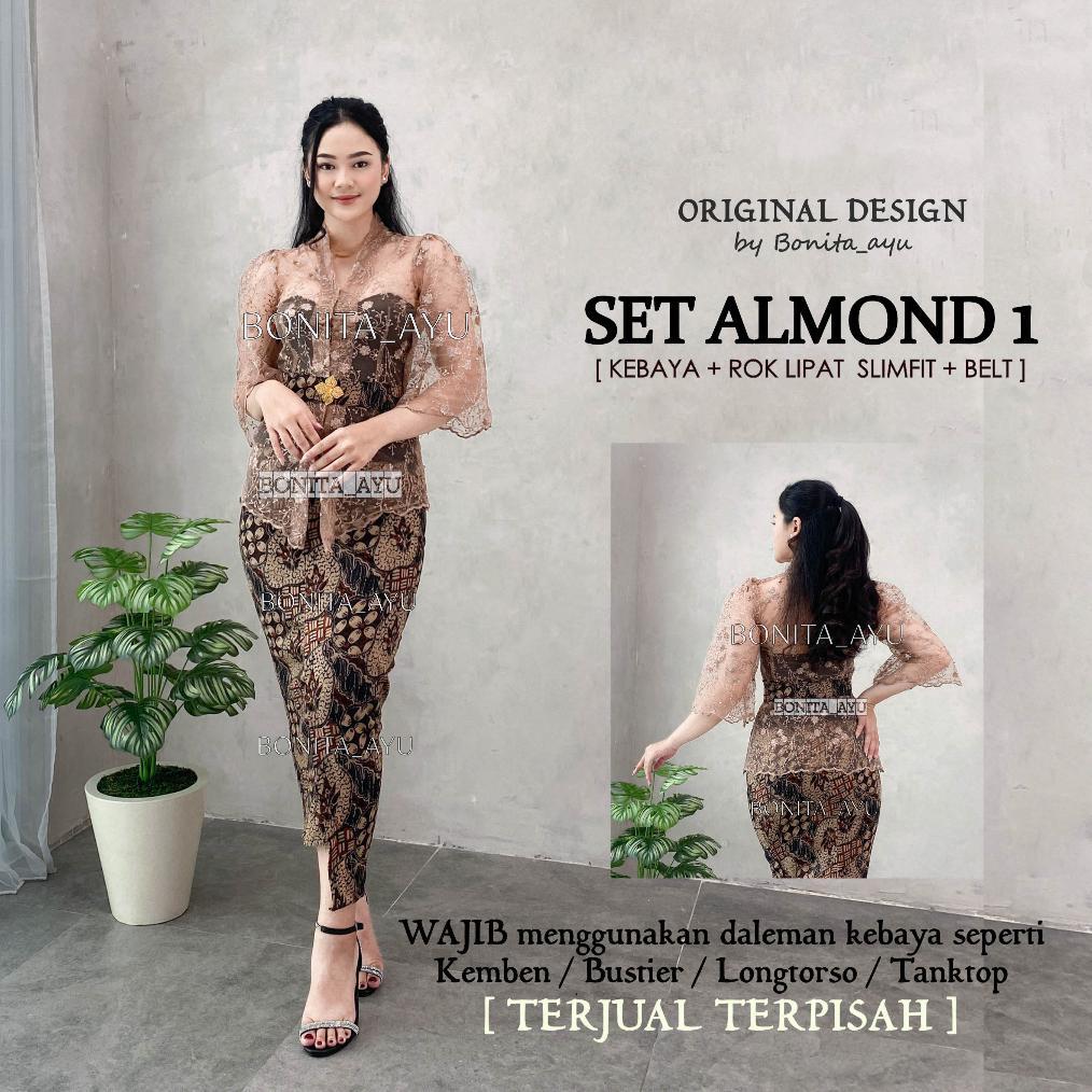 Best Seller Set Kebaya Bordir Tulle Puffy Mutiara Bonita Ayu/ Kebaya Modern Bonita Ayu