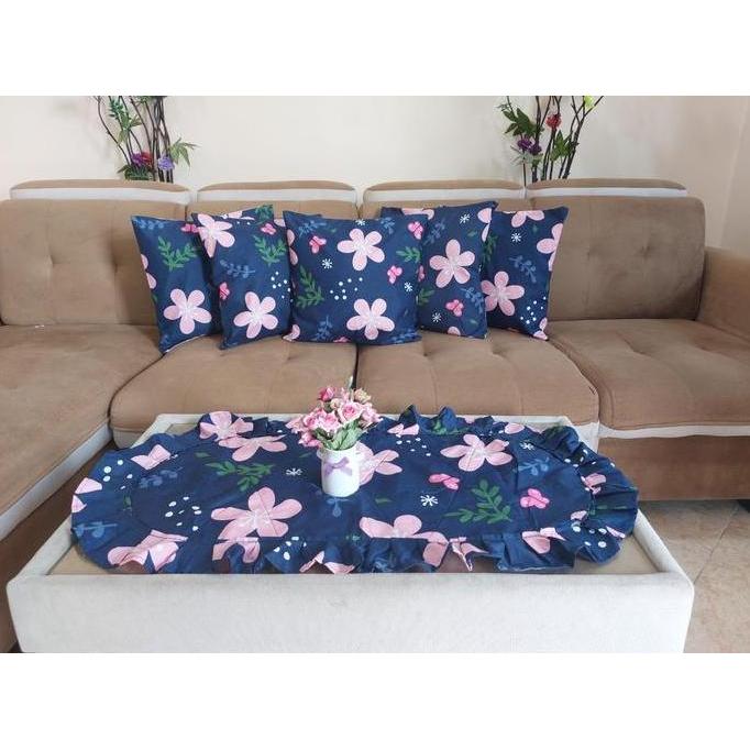 Vrimas00 - SARUNG BANTAL KURSI SOFA 1 SET MURAH  40X40 PLUS TAPLAK MEJA TERBARU