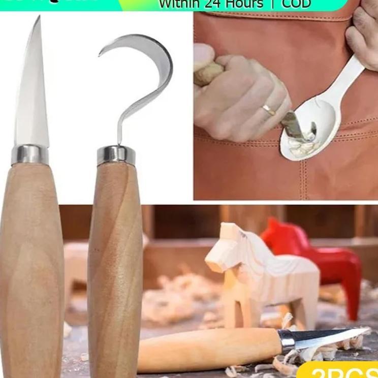 2Pcs/Set Wood Carving Knife Pisau Ukir Kayu Model U Alat Pahat Kayu Wood Carving Knife