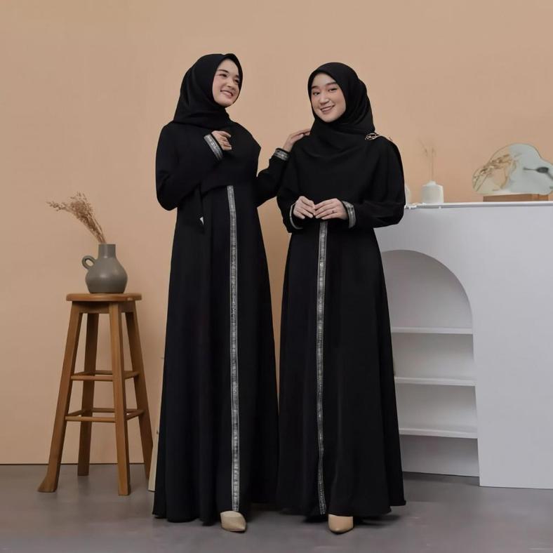 ORIGINAL ABAYA POLOS HITAM CASUAL BUSUI SIMPEL  GAMIS ARAB SAUDI TURKEY
