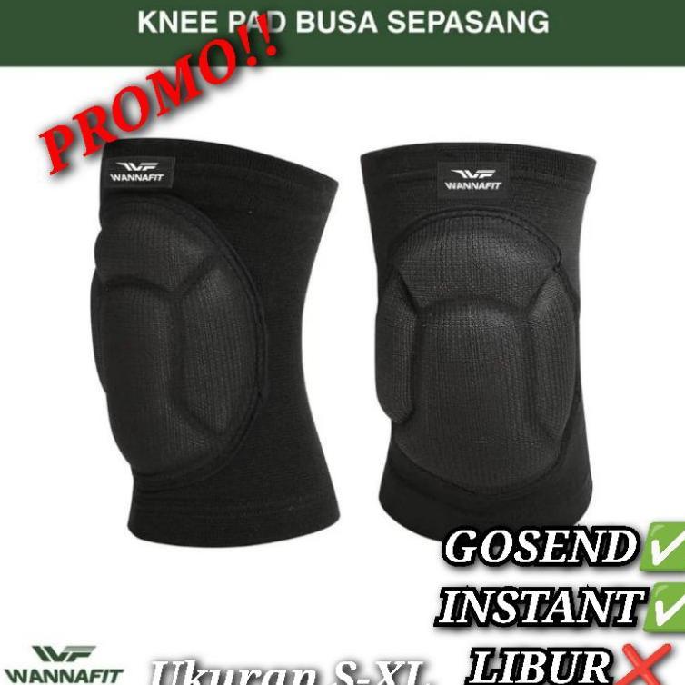 Wannafit Knee Pad Busa || Wannafit Sepasang Alat Pelindung Lutut Kiper Futsal Sepakbola Volly Basket