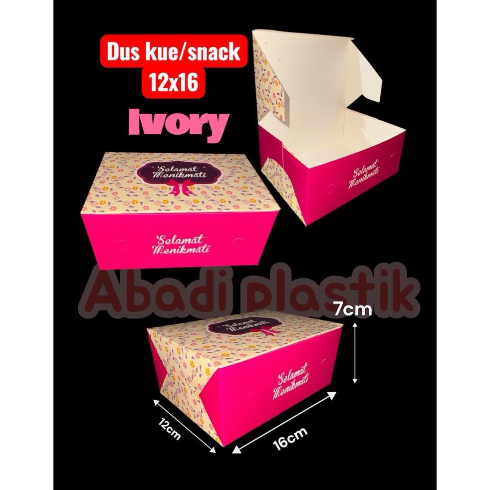 ( Dus Kue Premium ) Dus Kue/Snack Ivory Motif  Pink Prestige 12X16  / Dus Snack/ Kotak Roti Ukr 12X1