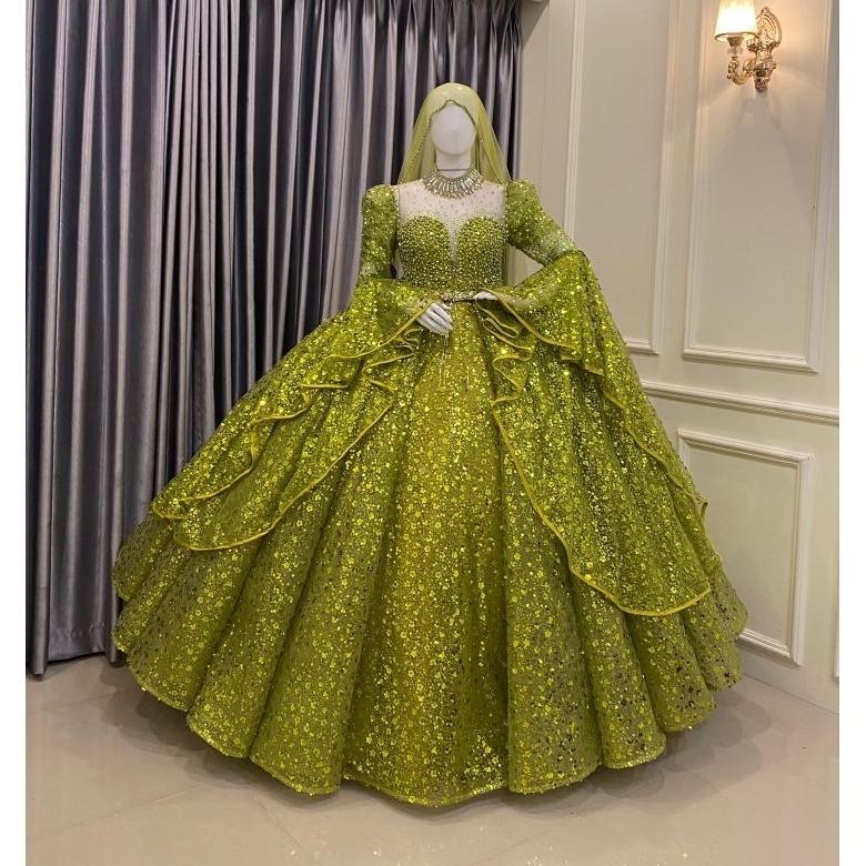 Best Seller Gaun Pengantin Barbie Modern Berekor |  Baju Pengantin Muslimah|Gaun Prawedding/Gaun Wed