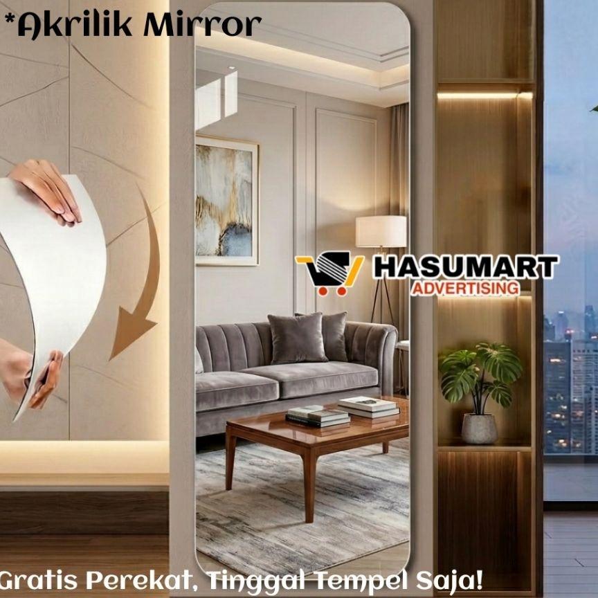 Cermin Akrilik Persegi (Anti Pecah) / Cermin Dinding Tempel / Hiasan Dinding Cermin Kaca Akrilik
