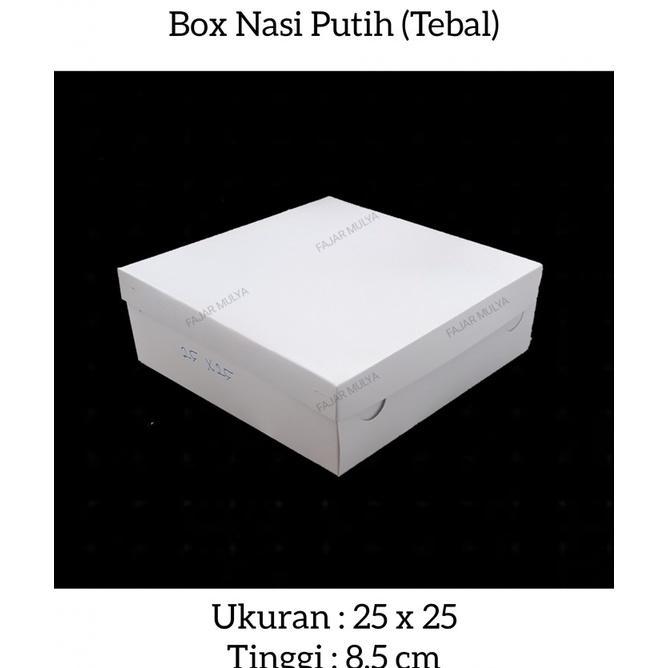 Fajar Mulya - Dus Nasi / Box Nasi Putih / Kotak Nasi / Ukuran 25X25 (Tebal) @25 Pcs
