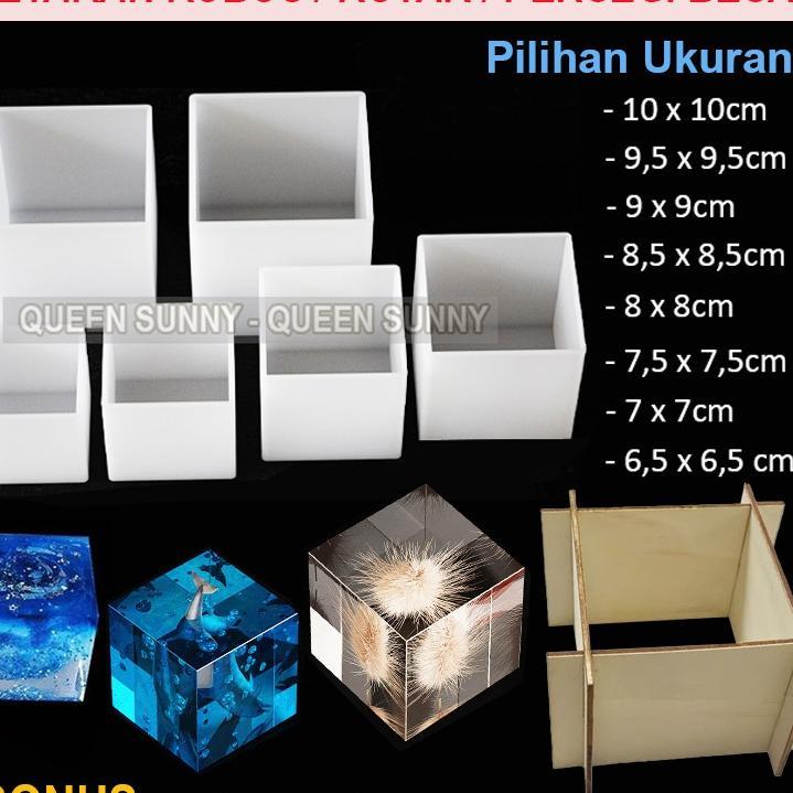 Cetakan Resin Kotak Kubus Persegi Besar + Bonus Frame Penyangga Kayu Kolam Akuarium Silicone Mold Po