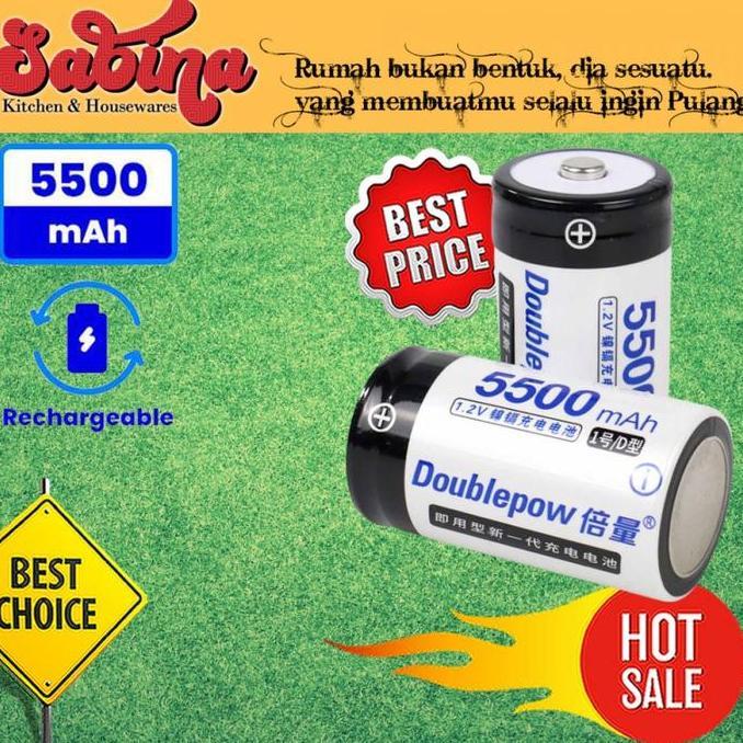 GARAVAR Baterai Cas Isi Ulang Tipe D Rechargeable 1.2V 5500mAh 2 PCS
