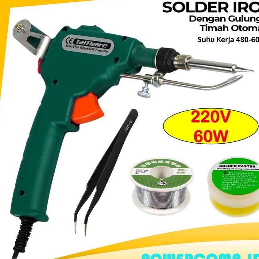 Taffware Gt10 Paket Lengkap Solder Tembak Listrik Timah Otomatis 60 Watt Iron Automatic 60W Solder T