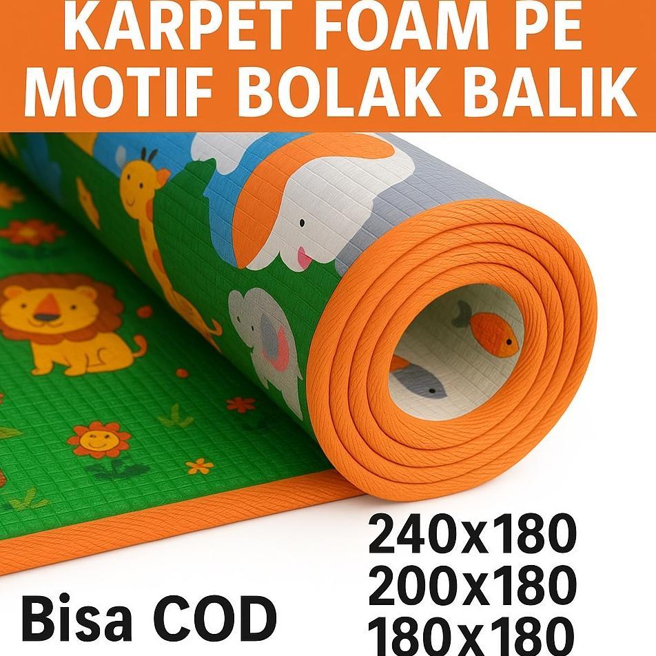 Karpet Foam Tebal Empuk Jumbo 180X240 180X200 180X180 180X120 Tikar Lantai Busa Pe Bolak Balik Motif