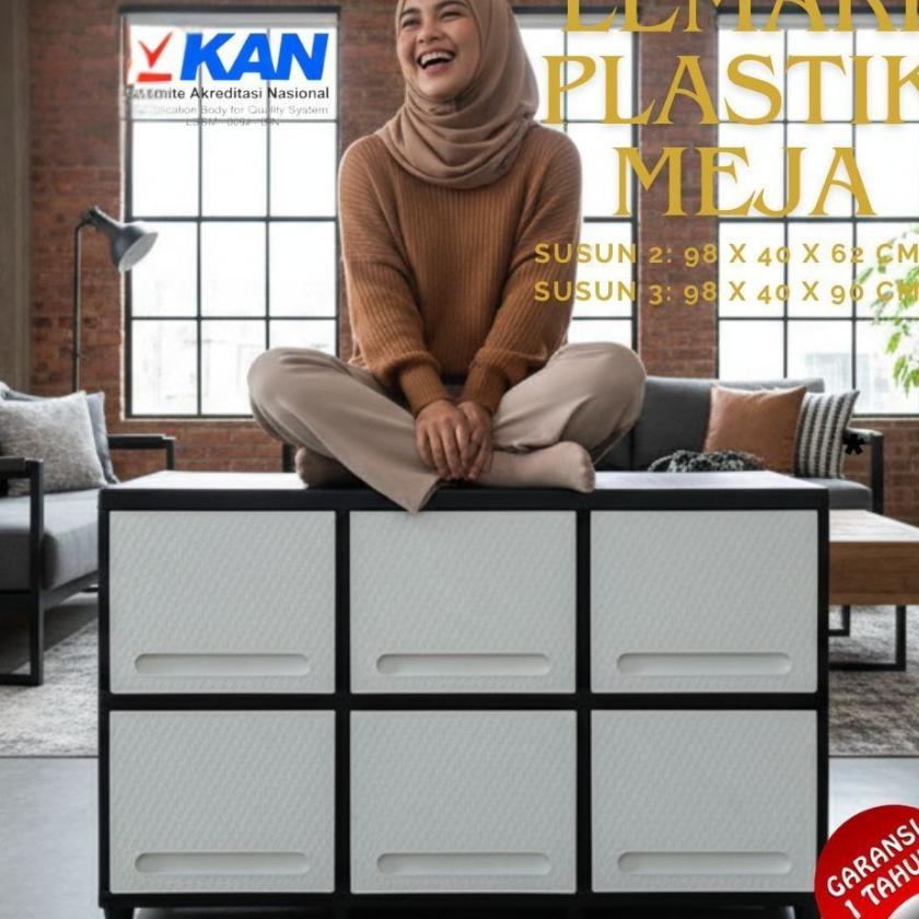 Al Lemari Plastik Meja 2 Susun / 3 Susun / Meja Tv Minimalis / Rak Pakaian / Lemari Plastik Serbagun