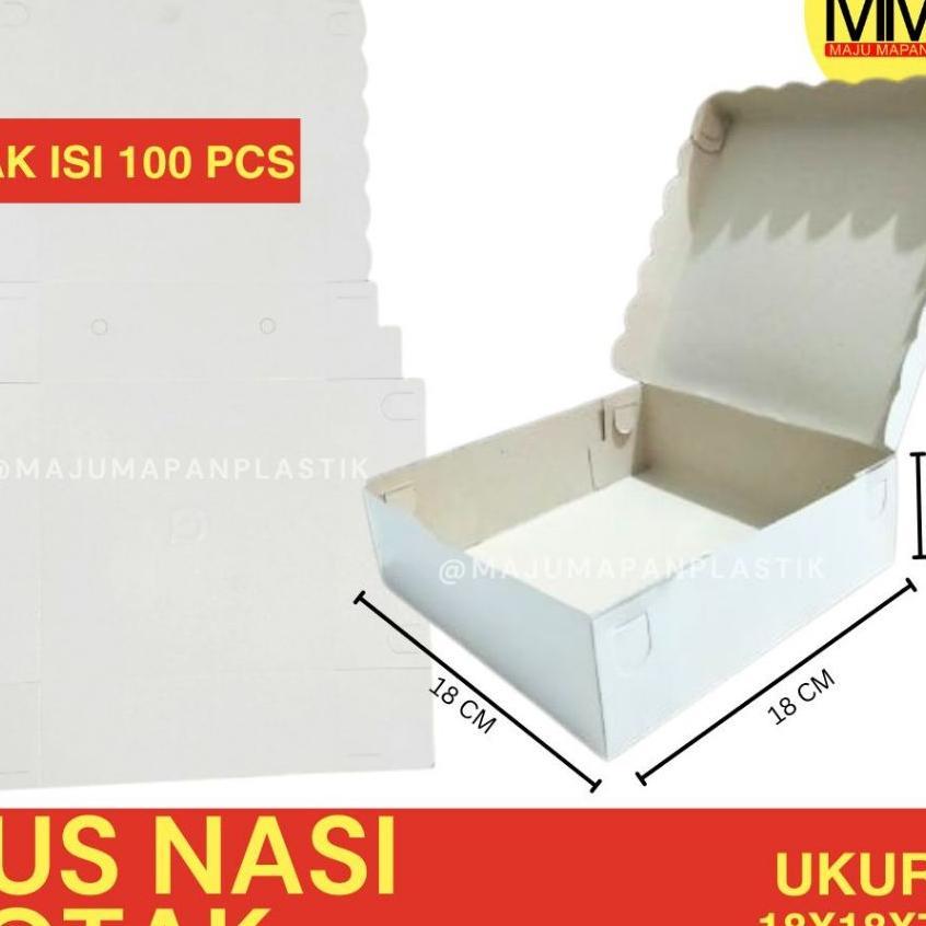 [100 Pcs] Dos Renda Nasi Kotak Makanan / Kardus Box Katering Putih Dan Coklat