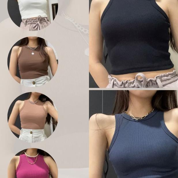 Vanesa Tanktop - Halter Tanktop Rib Hnm - Tanktop Crop Ribbed - Tanktop Agnesia