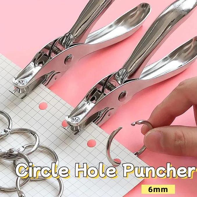 MANAZY Hang Tag Satu Lubang Puncher  6mm Tiket Puncher Circle Metal Single Hand Held Hole Punch