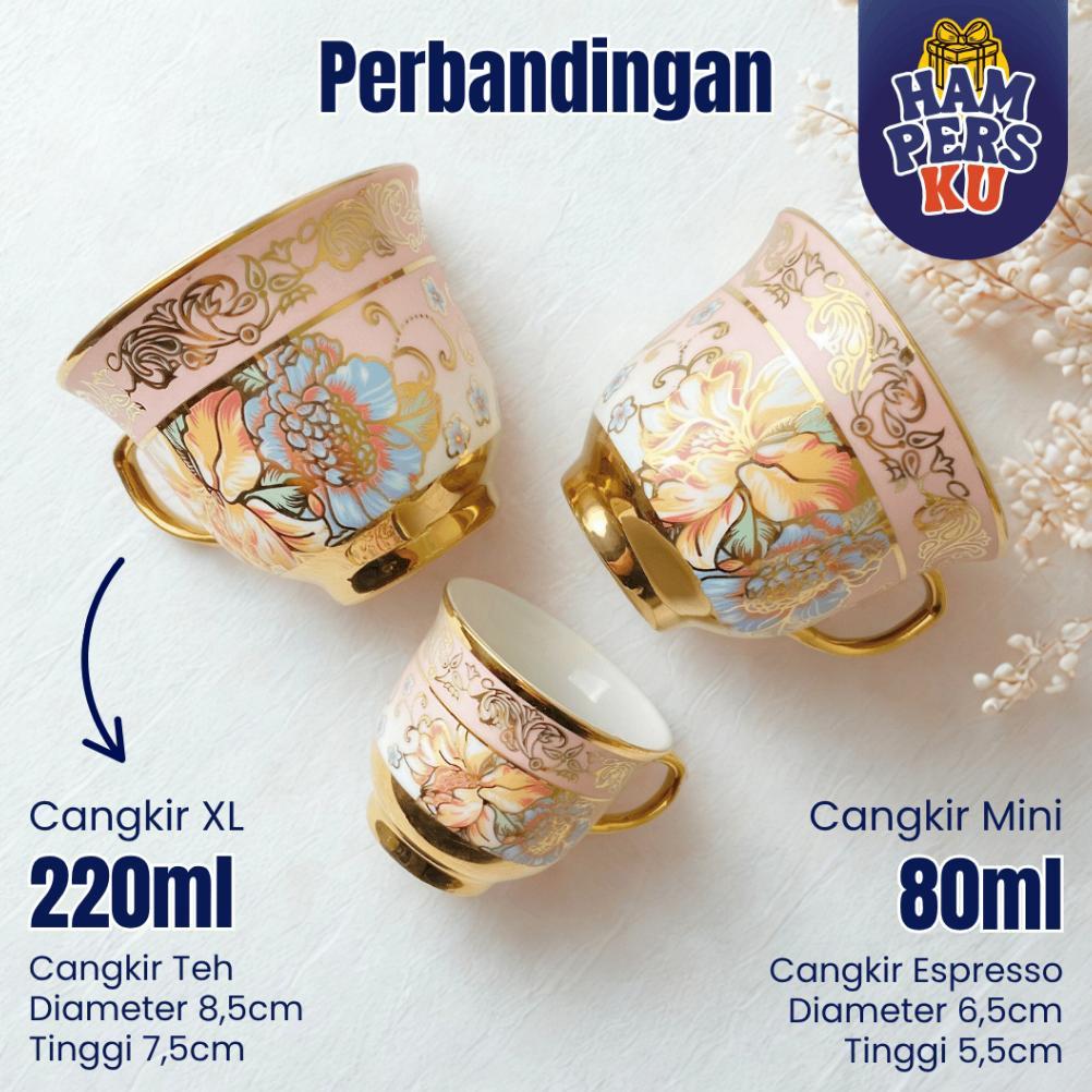 Free Ongkir Paket Eropa Xl Cangkir Keramik + Piring Lepek Tatakan Besar Set 6 In 1 Tea Cup Teh Kopi 