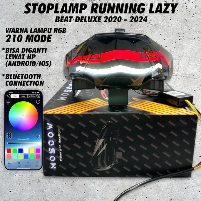 LAMPU STOP / STOPLAMP BELAKANG BEAT LAZY RGB CONNECT APLIKASI HP ANDROID / IOS FULL COLOUR 210 MODE 