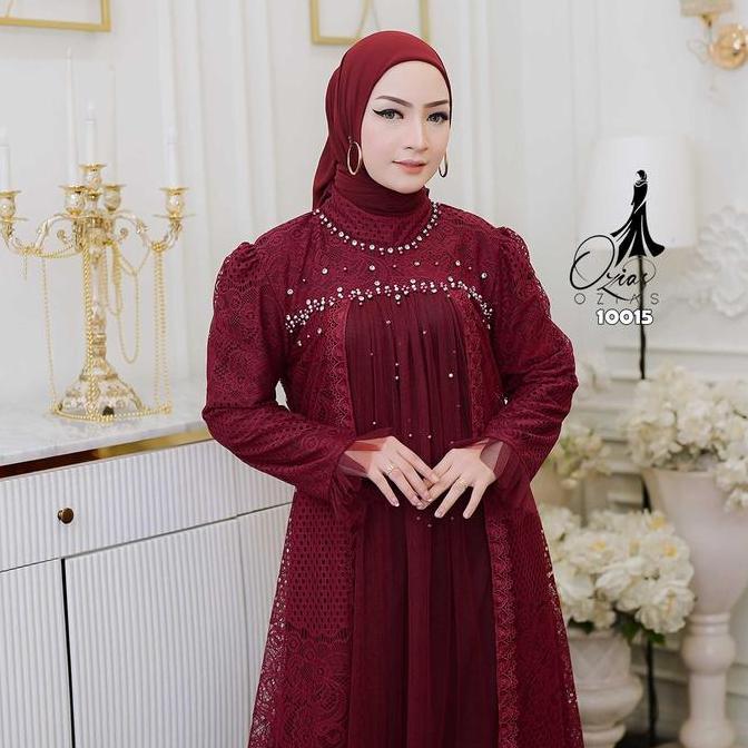 Gamis Ozias Brokat 10015 Ld 105 120 I Gamis Kondangan Wanita I Gamis Fashion Muslimah