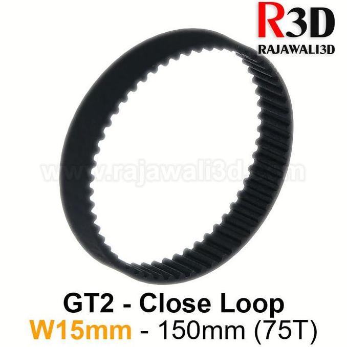 Timing Belt GT2 Lebar 15mm Close loop gigi 75T L 150mm