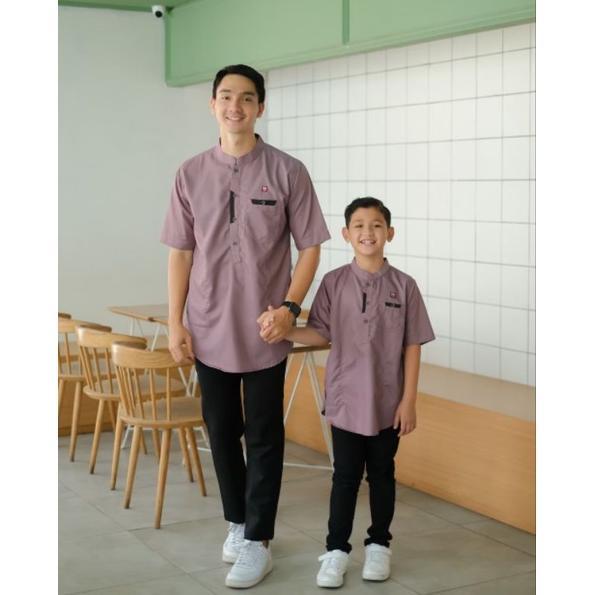 PROMO BAJU KOKO QURTA COUPLE WARNA MAUVE / KOKO WARNA PURPLE / KOKO TANGAN PENDEK / KOKO PRIA / KOKO