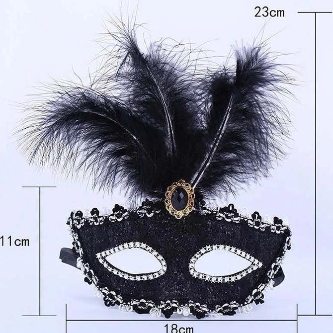 1pc Topeng Setengah Wajah Topeng renda pesta topeng, topeng bulu Halloween