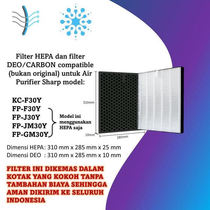 TERBARU - Adapted filter Sharp HEPA + DEO FZ-F30HFE+FZ-F30DFE