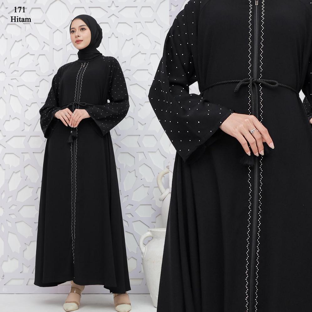 Kualitas Super Abaya Jetblack Hitam Pekat Jetblack Premium Full Sleting Gamis Outer Syari Muslimah R