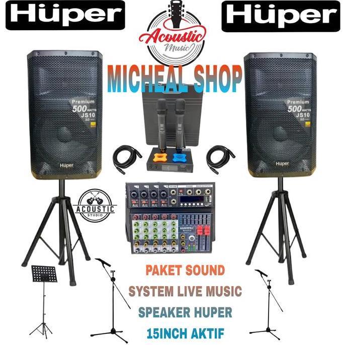 NEW PAKET SOUND SYSTEM RESTO LIVE MUSIC SPEAKER HUPER AKTIF 15INCH LENGKAP