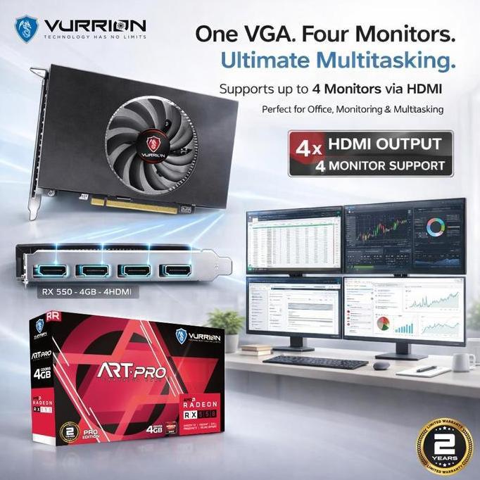 HARGA DISC - VGA VURRION ART PRO RADEON RX 550 4GB 4xHDMI - Radeon RX 550 4 output