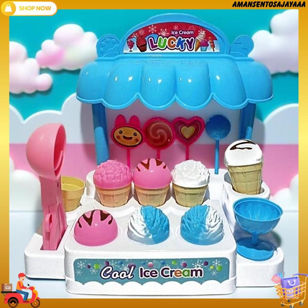 Cod Mainan Anak Sweet Ice Cream / Mainan Es Krim Bunyi Dan Nyala / Mainan Kitchen Set Shop Ice Stand