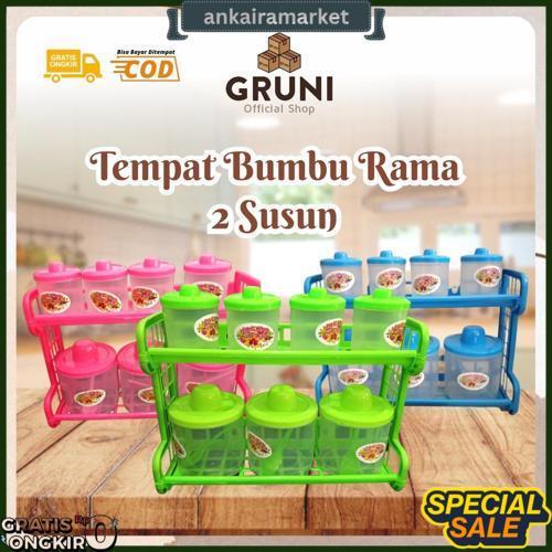 Gruni Kw0250 Tempat Bumbu Set Rama Plastik 2 Susun Tempat Bumbu Plastik Murah Wadah Bumbu Murah Rak 