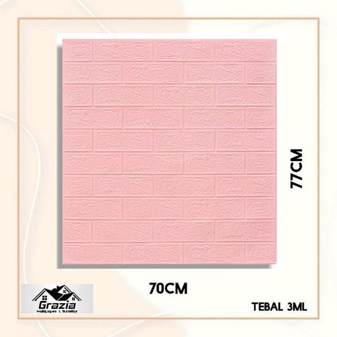 Wallfoam 3D motif batu bata putih, hitam , pink
